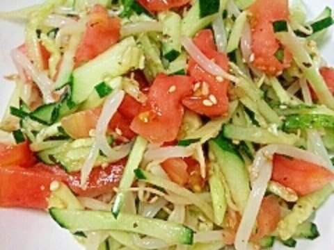 【キレイ応援朝食】きゅうりともやしのトマトサラダ♪